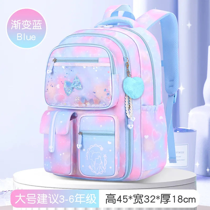 Mochila Escolar Para Niñas con Múltiples Bolsillos