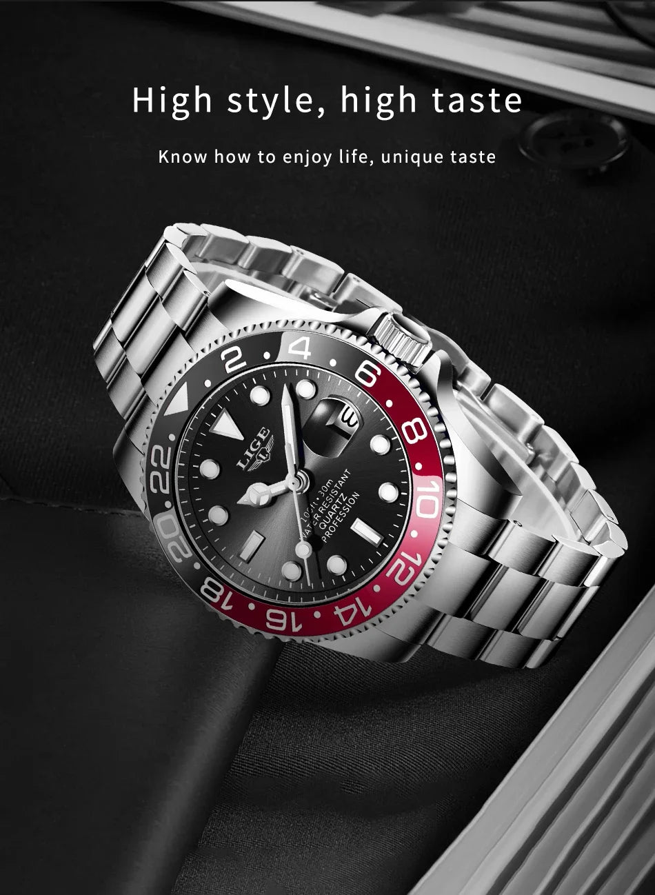 Montre LIGE LG10051 Acier Inoxydable Lumineuse et Résistante à l'Eau