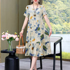 Robe décontractée à manches courtes, col rond et coupe ample