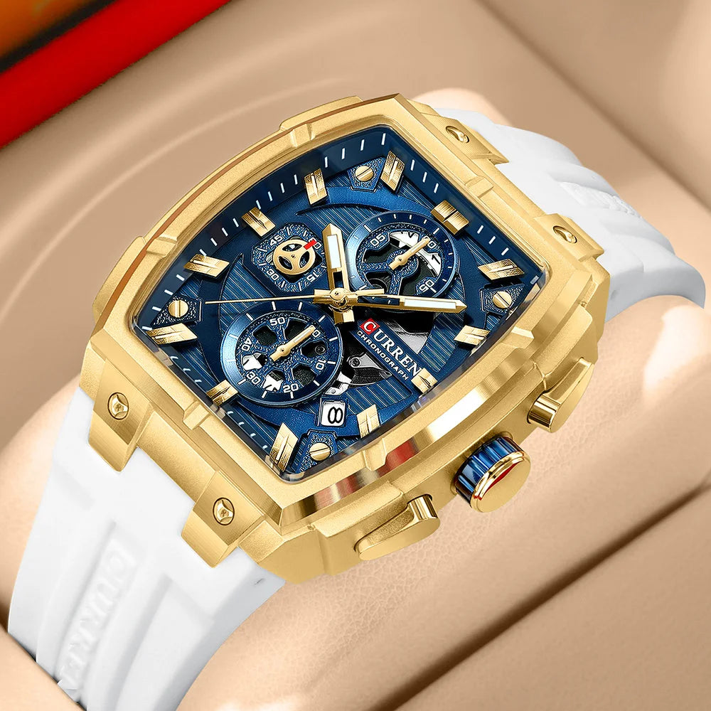 Reloj Deportivo CURREN 8488 de Cuarzo Para Hombre con Calendario, Correa de Silicona