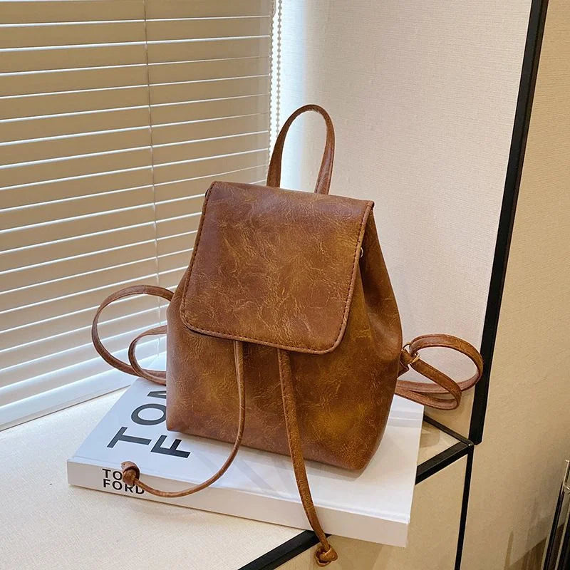 Mochila de Cuero PU Para Mujer Estilo Vintage Casual