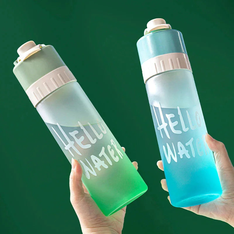 Botella con Spray Para Agua 650ml Vaso Deportivo Portátil