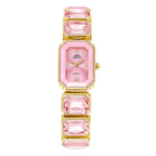 Montre-bracelet carrée dorée avec diamants pour femme