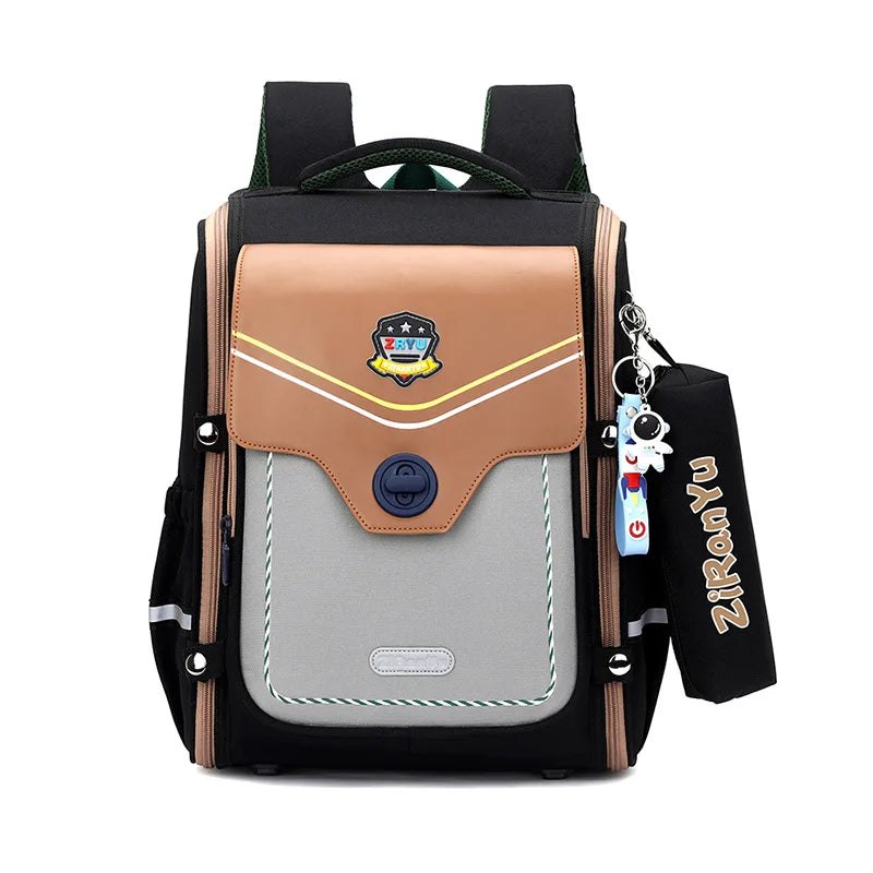 Mochila Infantil con Tema Espacial de Nylon Ortopédica Impermeable
