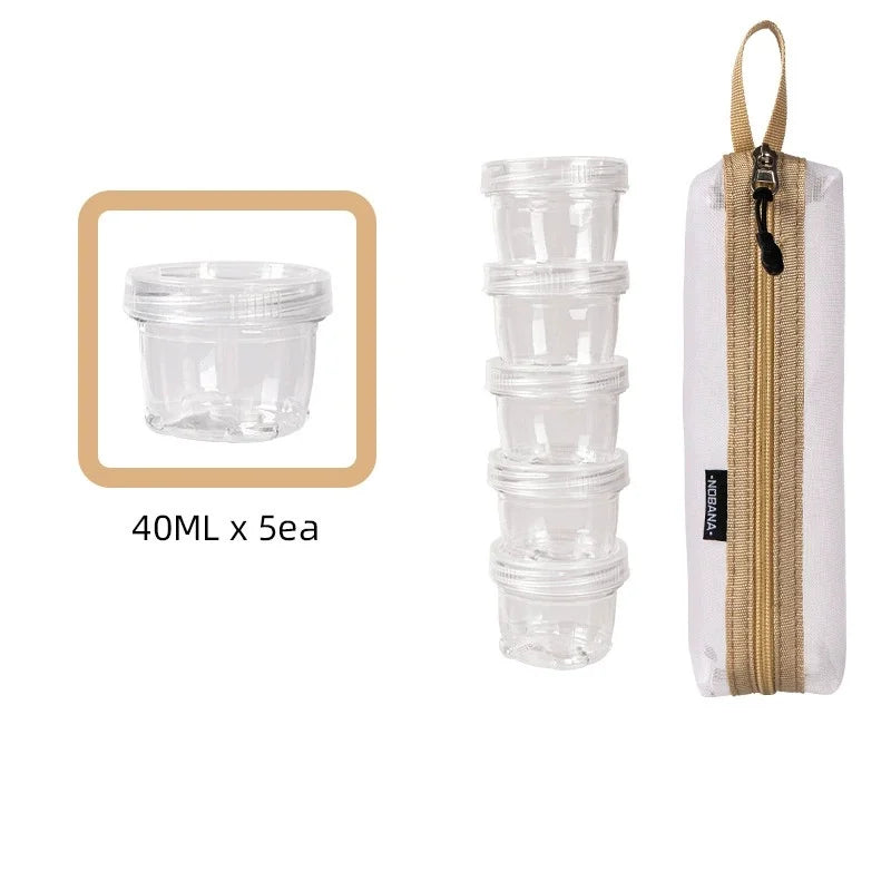 Set de 5 Frascos y 1 Organizador Para Especias Para Camping Picnic