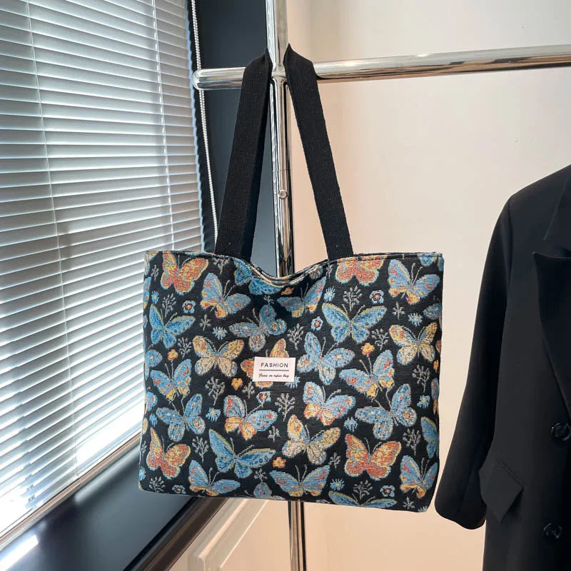Bolso Tote Mujer Pana Estilo Hombro Universidad