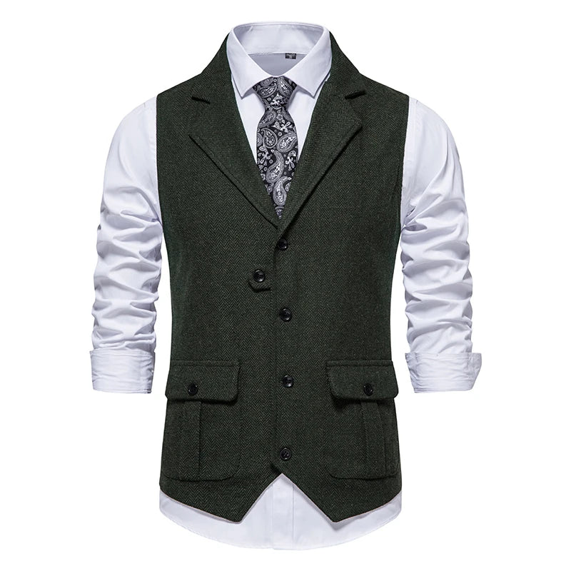 Men's Formal Herringbone Suit Vest