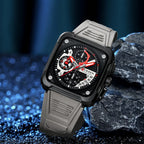 Reloj de Cuarzo CURREN 8461 Cuadrado Para Hombre con Cronógrafo, Correa de silicona