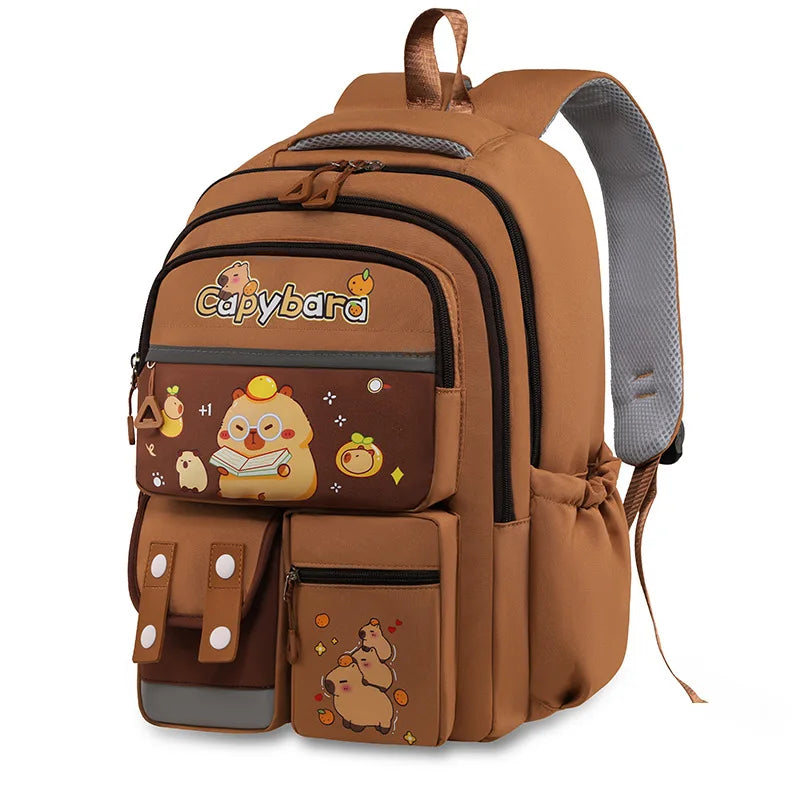 Mochila Escolar Kawaii Capybara – Set 3 Piezas para Niñas