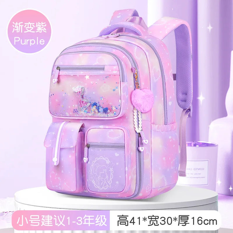 Mochila Escolar Para Niñas con Múltiples Bolsillos