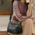 Sac en Cuir Souple Luxe Multipoches Bandoulière Haute Qualité