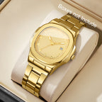 Montre à quartz carrée en acier inoxydable de luxe