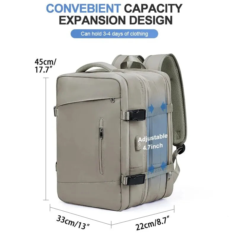 Mochila Likros Expandible 40L Impermeable Puerto USB
