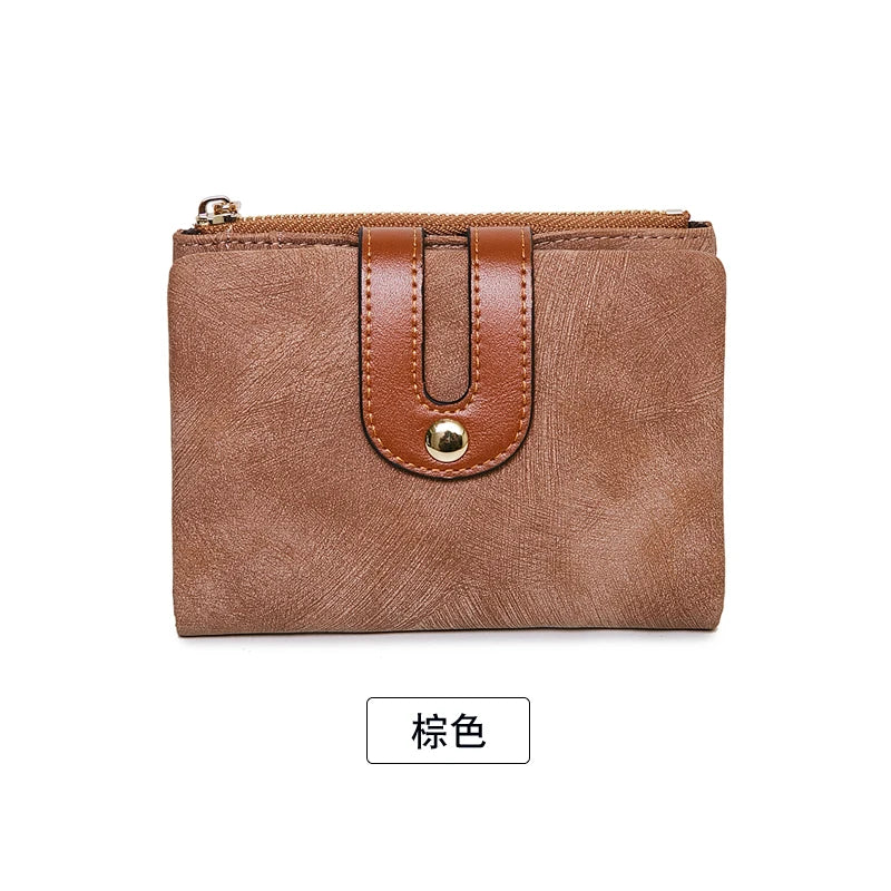Billetera Corta de Cuero PU para Mujer con Gran Capacidad y Porta Tarjetas
