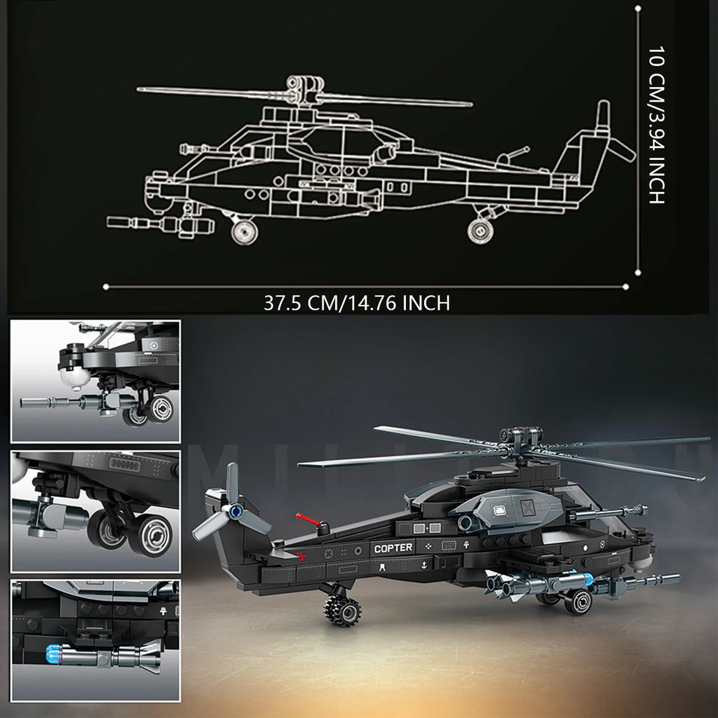 Set Bloques de Construcción - Helicóptero /Vehículo Blindado