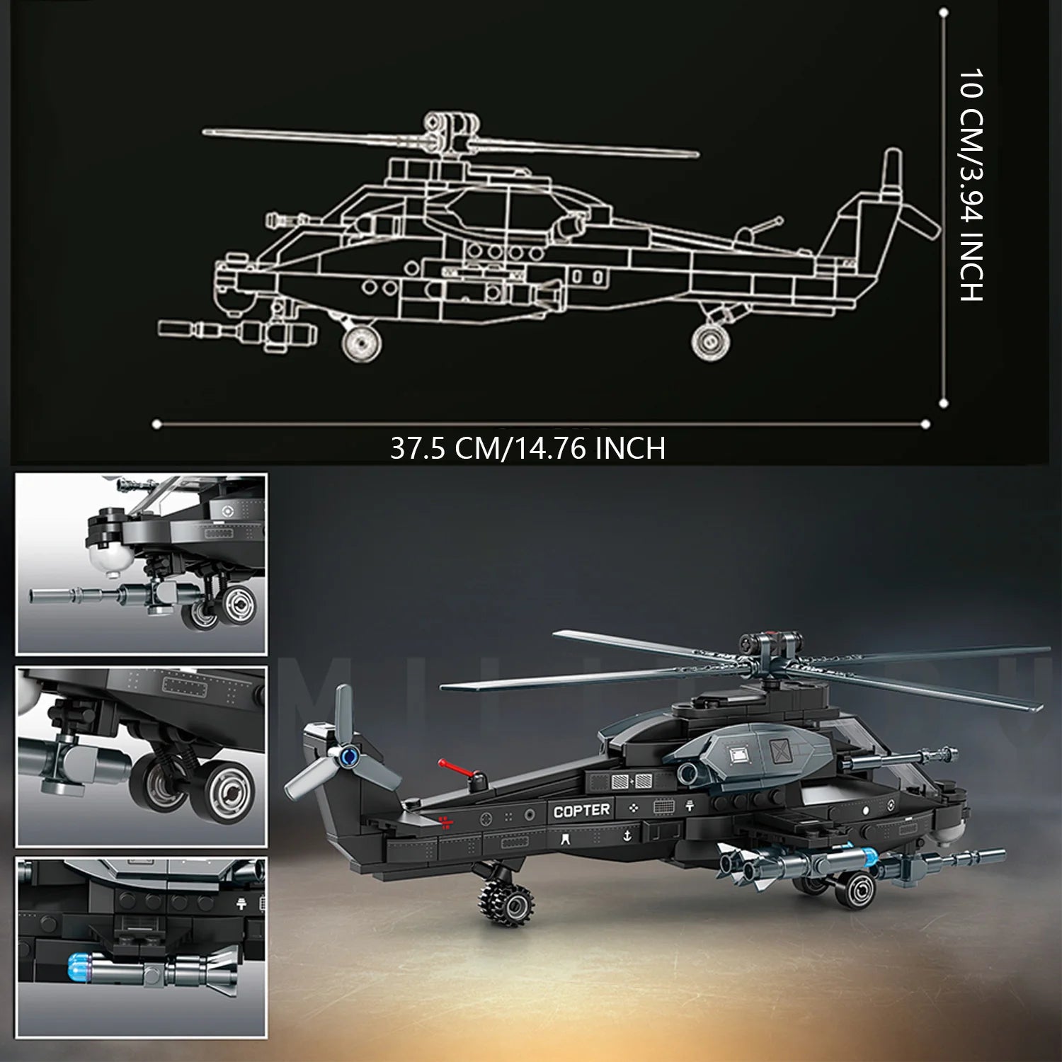 Set Bloques de Construcción - Helicóptero /Vehículo Blindado