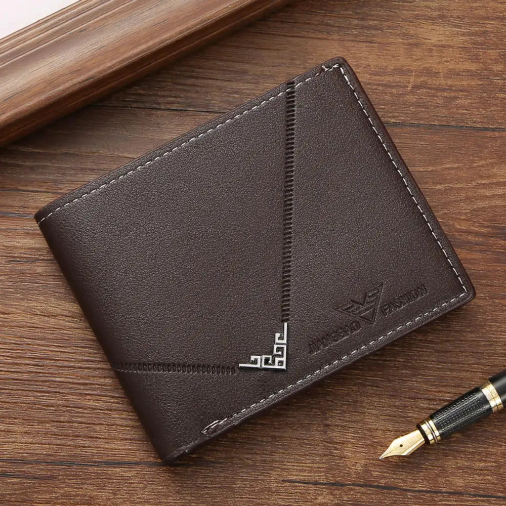 Billetera Delgada de Cuero PU Para Hombre Gran Capacidad
