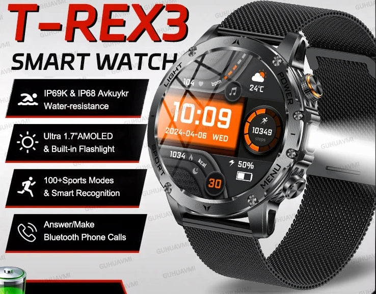 Reloj Inteligente T-Rex 3 Para Hombre Estilo Militar con GPS