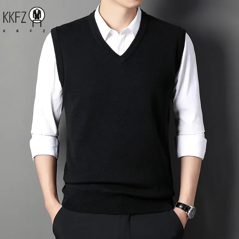 Men's Knitted V-Neck Vest Warm / Casual Autumn / Winter