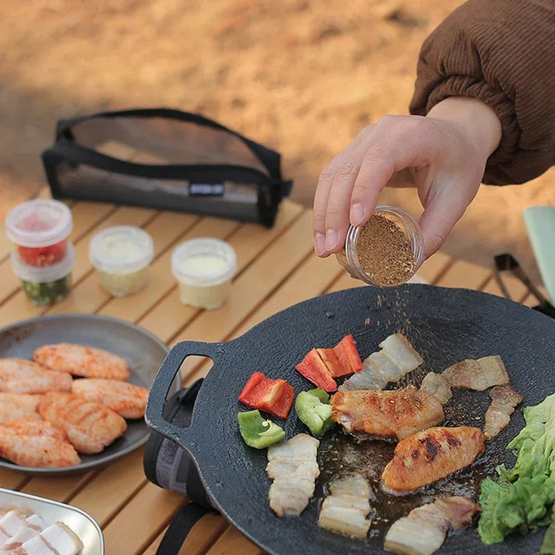Set de 5 Frascos y 1 Organizador Para Especias Para Camping Picnic