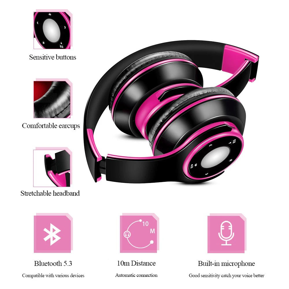 Audífonos Inalámbricos Bluetooth 5.3 Coloridos Reproductor MP3 Integrado
