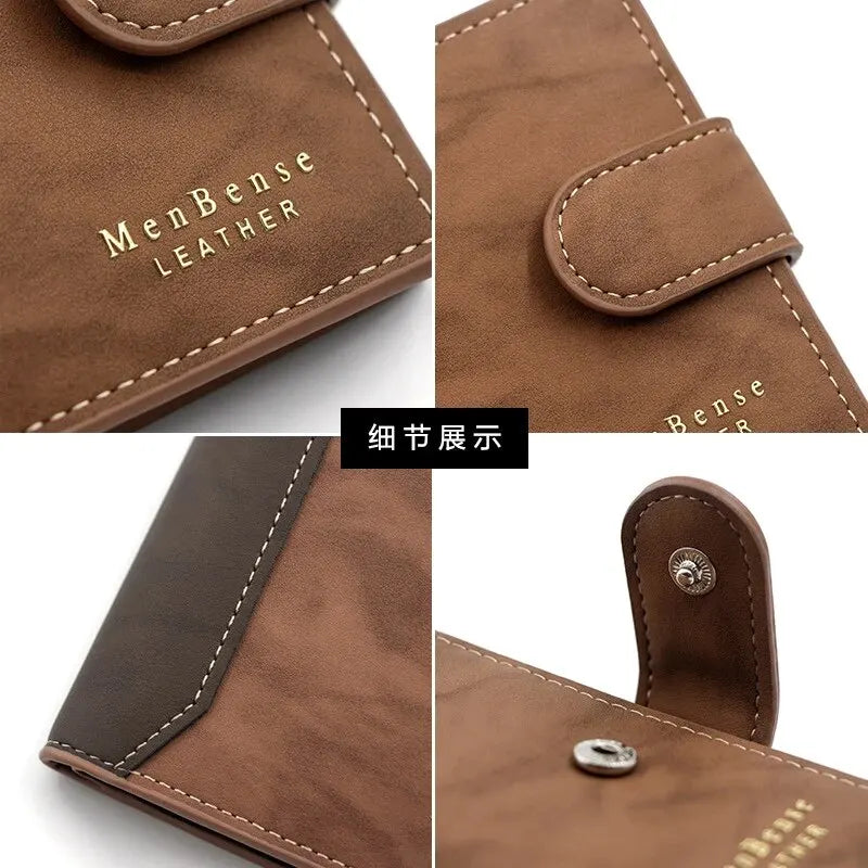 Billetera Corta Cuero PU Para Hombre con Broche