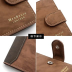 Portefeuille court en cuir PU pour homme avec bouton-pression