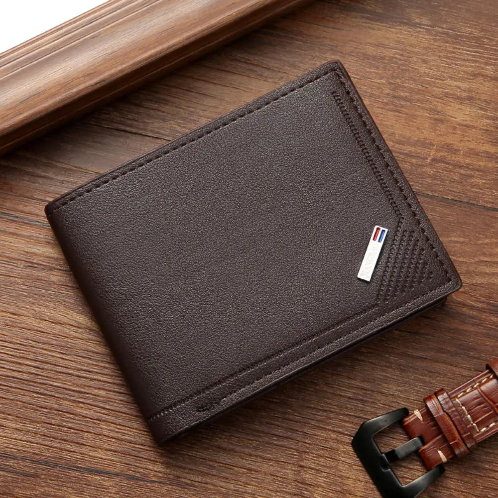 Billetera Delgada de Cuero PU Para Hombre Gran Capacidad