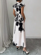 Robe élégante noir et blanc pour femme, pour le travail ou les rendez-vous