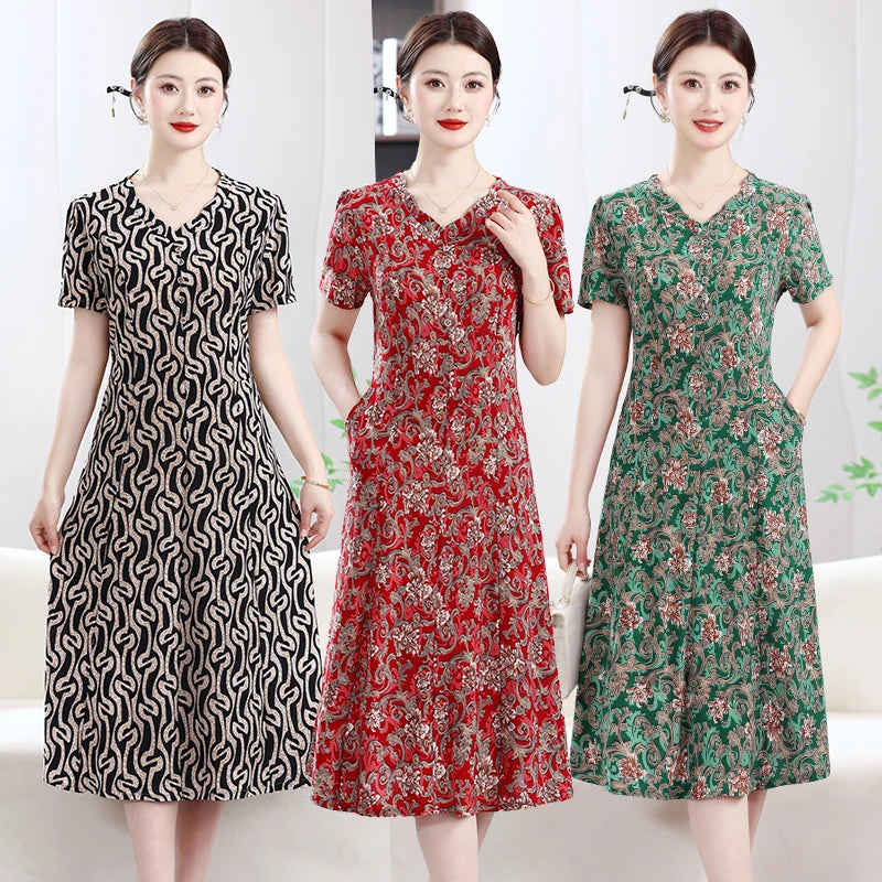 Women's Casual Printed Short Sleeve Dresses