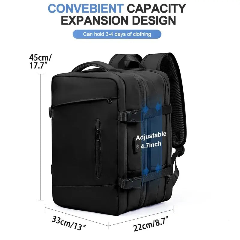 Mochila Likros Expandible 40L Impermeable Puerto USB
