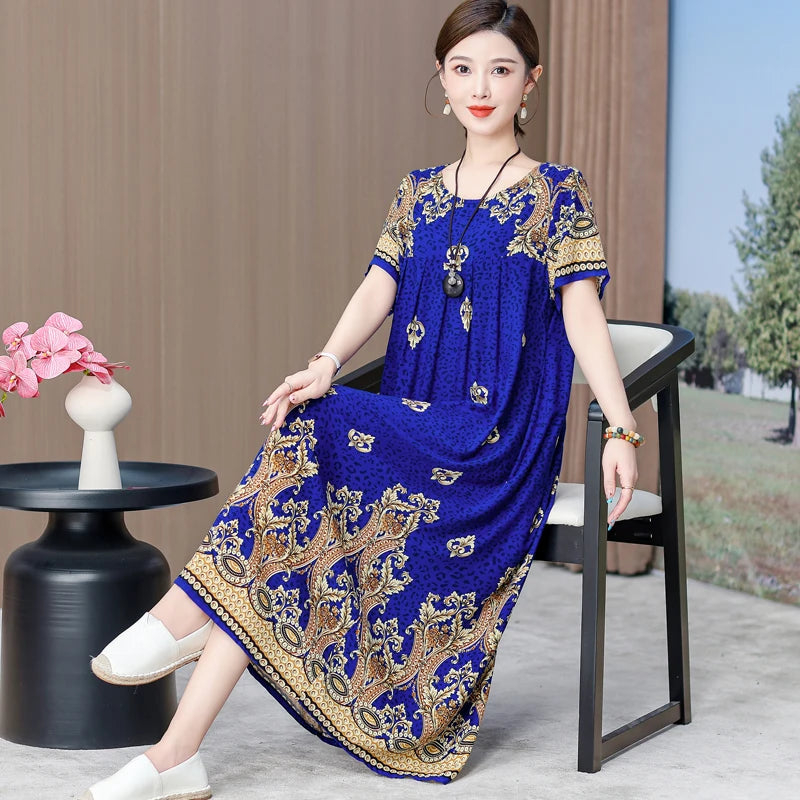 Casual Loose Cotton Short Sleeve Dress