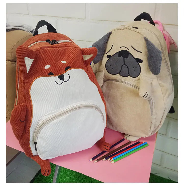 Mochila Japonesa Pug Cute Animal Tela Escolar Juvenil