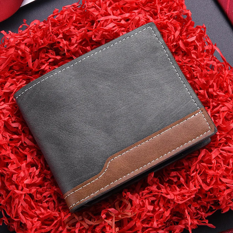 Billetera Corta Cuero PU Para Hombre Retro Porta Monedas