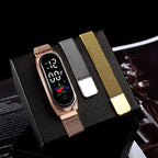 Montre LED Femme Métal Bracelet Magnétique