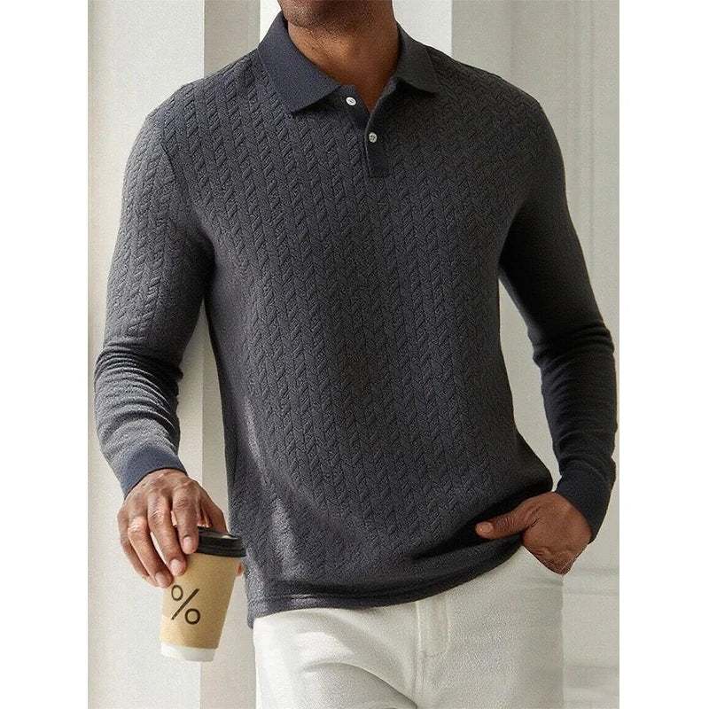 Polo Hombre Manga Larga Alta Calidad Casual /Negocios