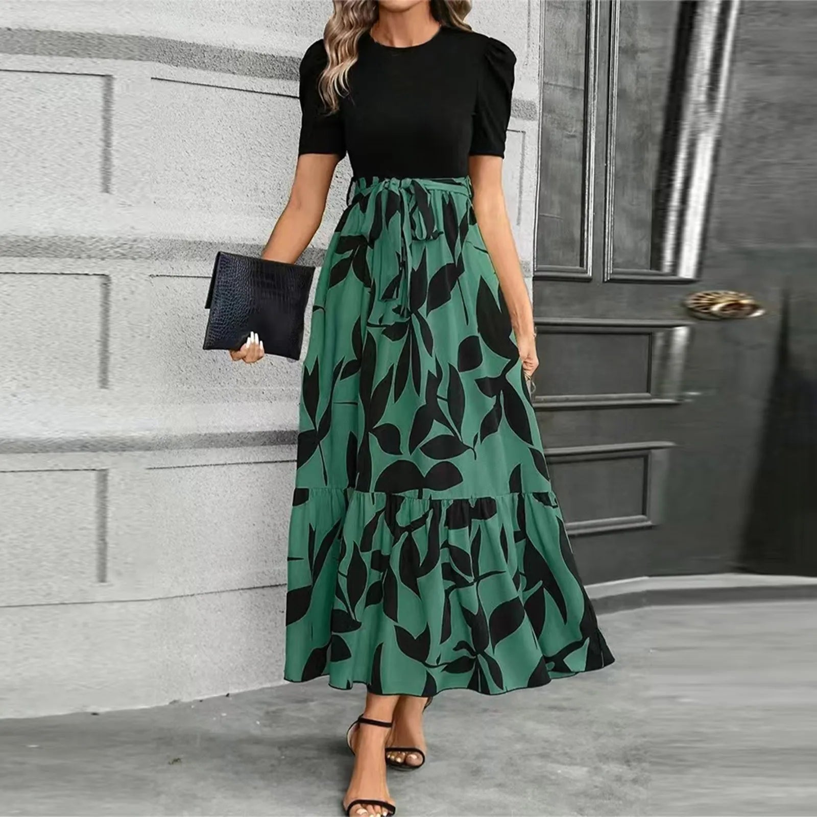 Elegant Lace Fitted Waist Office Dress