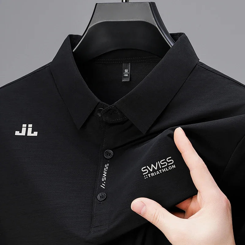 Polo Hombre Casual Negocios Manga Corta con Insignia