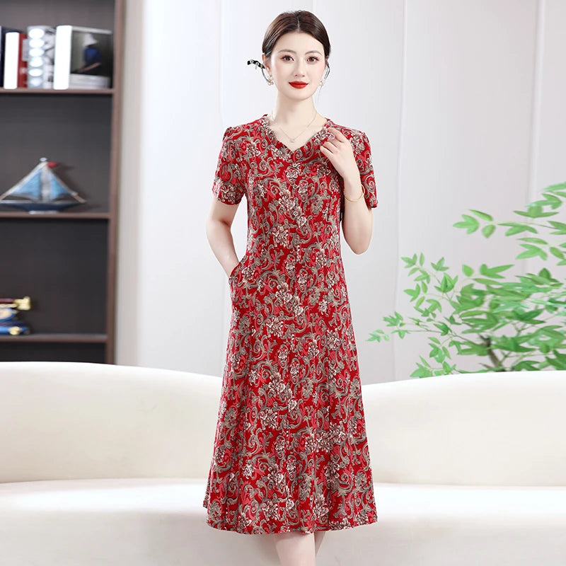 Women's Casual Printed Short Sleeve Dresses