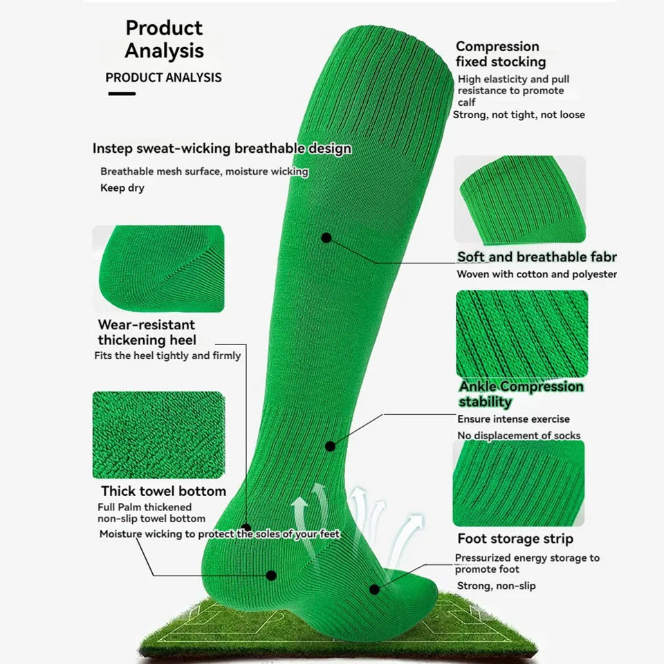 Long Cotton Soccer Socks for Kids and Adults