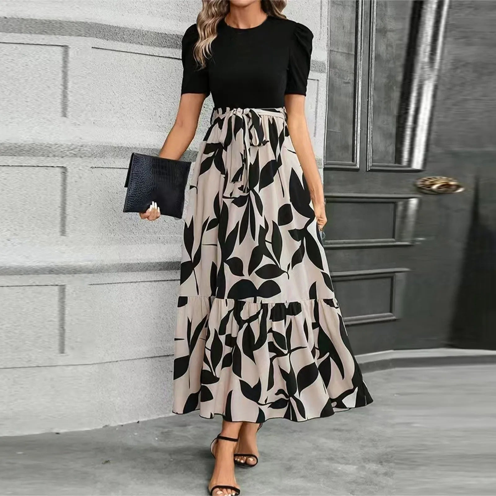 Elegant Lace Fitted Waist Office Dress