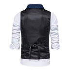 Gilet de costume homme en tissu chevrons formel