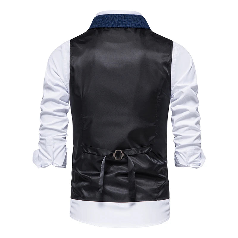 Chaleco de Traje Hombre Tela Espiga Formal