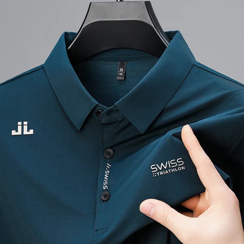 Polo Hombre Casual Negocios Manga Corta con Insignia