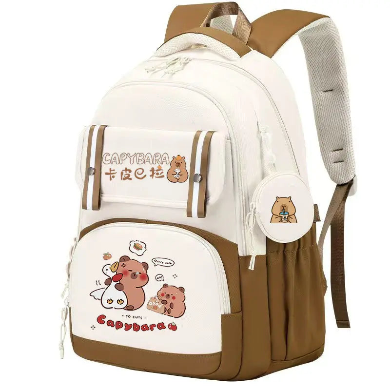 Mochila Capybara Cartoon Mujer Nylon Ultraligera Escolar