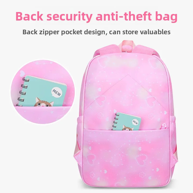 Mochila Escolar Para Niñas con Múltiples Bolsillos