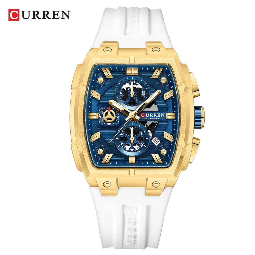 Reloj Deportivo CURREN 8488 de Cuarzo Para Hombre con Calendario, Correa de Silicona