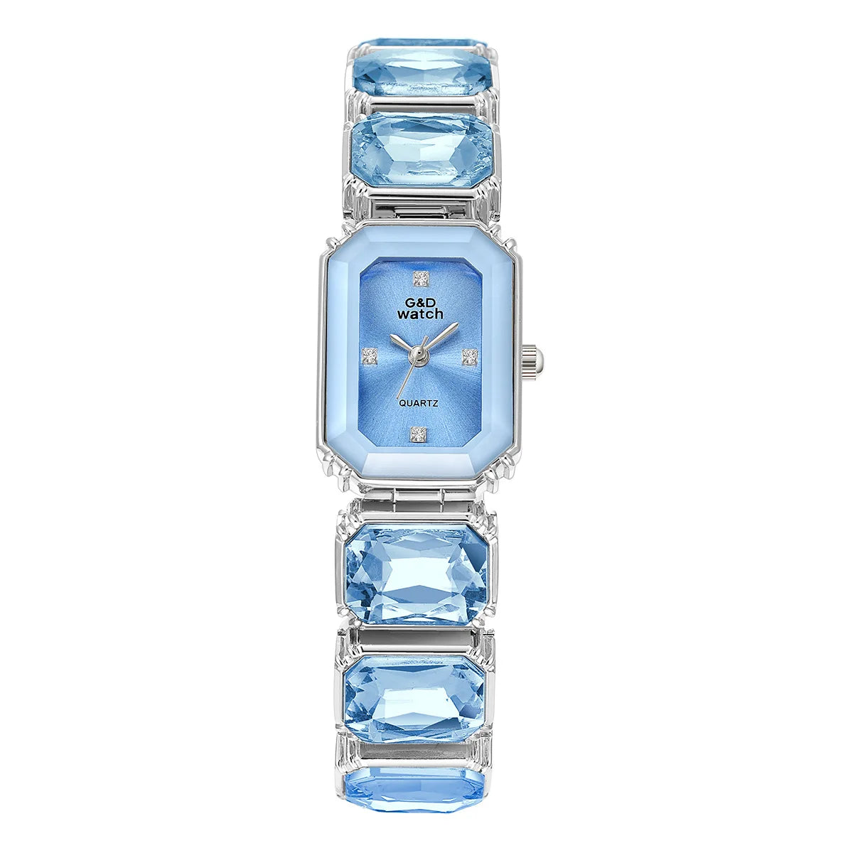 Reloj Pulsera Cuadrado Dorado con Diamantes para Dama