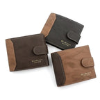 Portefeuille court en cuir PU pour homme avec bouton-pression