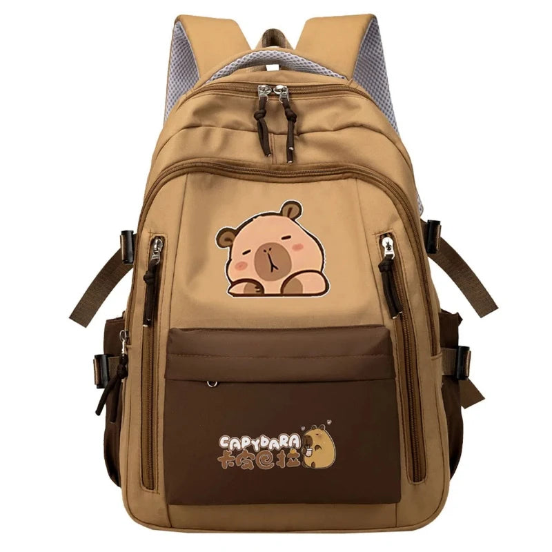 Mochila Escolar Kawaii Capybara – Set 3 Piezas para Niñas